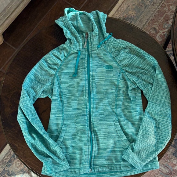 The North Face Jackets & Blazers - North Face Striped Hoodie Mezzaluna Zippered Jacket Size small Green EUC